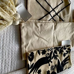 Set of 3 pillowcases beige & black